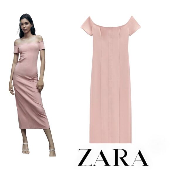 Zara Dresses & Skirts - ZARA | Pink | TOPSTITCHED DRESS